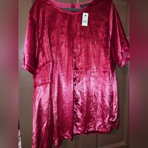 Lane Bryant Red and Silver Blouse, brushed fabric Size 24w